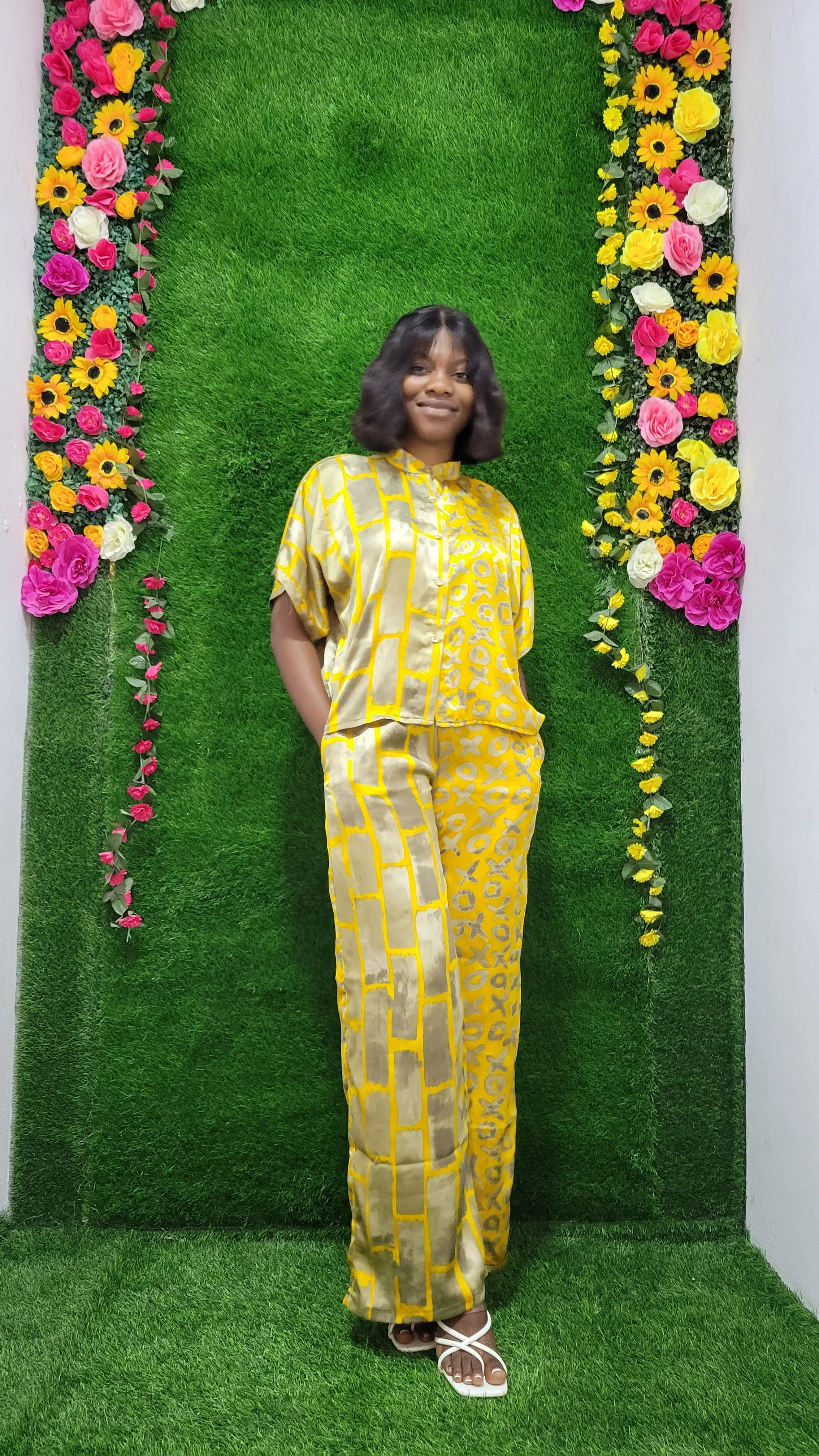 Yellow Silk 2 Piece Shirt & Palazo Pants