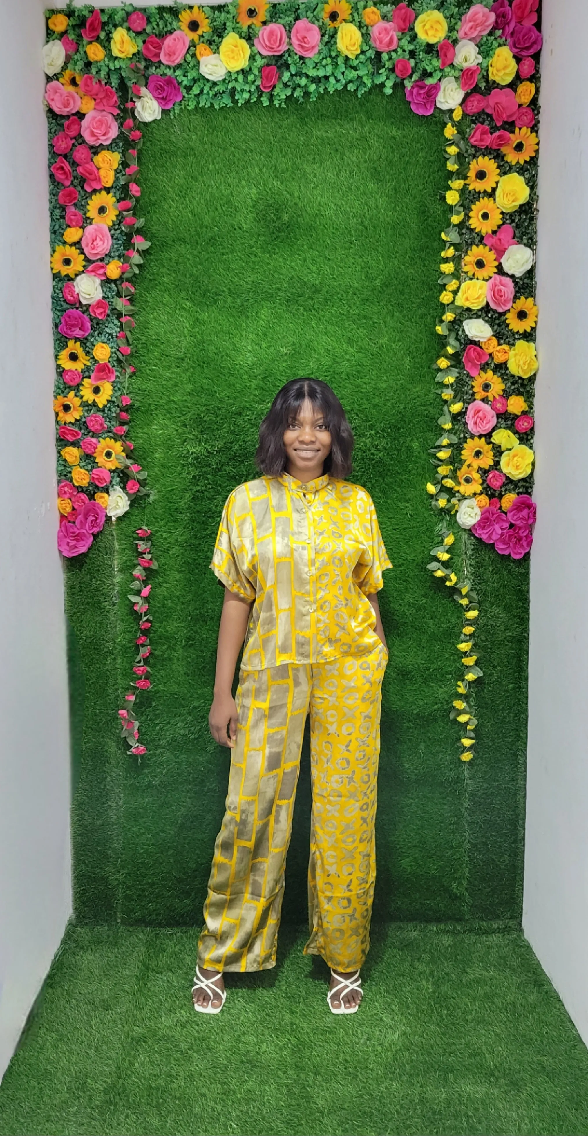 Yellow Silk 2 Piece Shirt & Palazo Pants